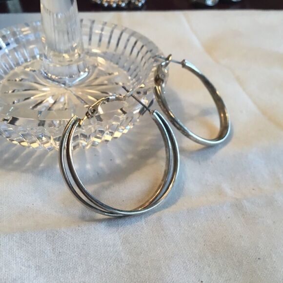 $8 ea or 3/$15 Silvertone Double Hoop Earrings - Picture 1 of 8